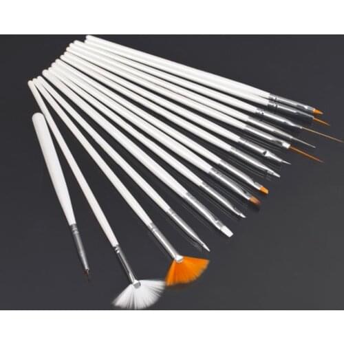 15 pcs/set Nail Art Decorations Brush Tools Professional Nail Art Brushes Painting Pen for False Nail Tips UV Nail Gel Polish