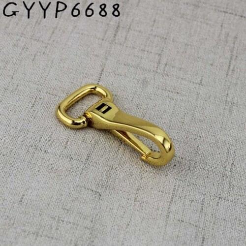 17mm Deep gold inner width brass solid material snap hook Diy Leather craft bag wallet belt spring buckle