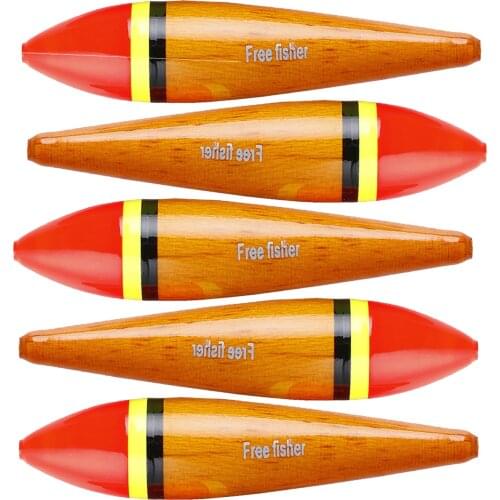5Pcs/Lot Fishing Bobbers Buoy Cork Wobble Plastic Fishing Floats Paulownia 8CM 4G with Hole Red Buoy