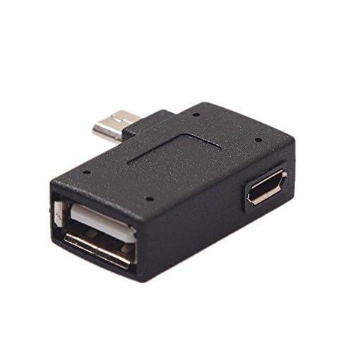 Left Angle USB 2.0 Micro Male to USB Female Host OTG Adapter for SamSung i9100 i9300 With Power Features