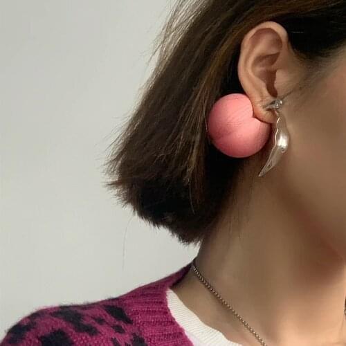 Big peach pink stud earrings for teen egirls kawaii y2k funny earrings korean unusual cool hypebole jewelry 2021