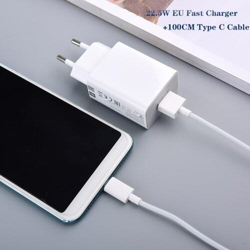 Original Xiaomi Fast Charger 22.5W EU QC3.0 Quick Charge Adapter USB Type C Cable For Mi 9 se 9t pro Redmi k20 pro Note 8 8t 9s