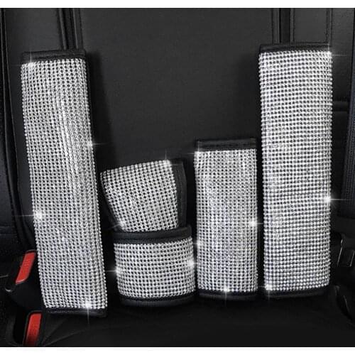 Rhinestone Car Shift Gear Cover Handbrake Cover Shoulderpad Luster Crystal Car Knob Gear Stick Protector Car Styling Accessories