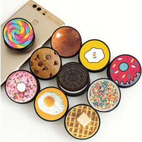 Foods Cookies Expanding Stand Grip Mount Phone Socket Fold Mobile Smartphones Pocket Desktop Stand Bracket Phone Stand Holder