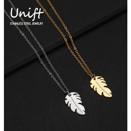 Unift Long Noble Leaf Pendant Necklace Feather Shaped Necklace Cute Elegant Womens Accessories Friendship Hope Jewelry Gifts
