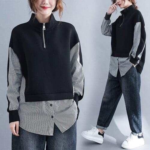 Off two splicing niche design feeling fleece sets the new 2020 loose han edition coat in the fall and winter of female