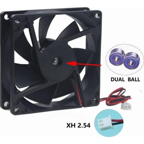5 pcs Gdstime 12V Dual Ball Computer Cooler DC Motor Cooling Fan 80mm x 25mm 8025 80x80x25mm 8cm 0.2A