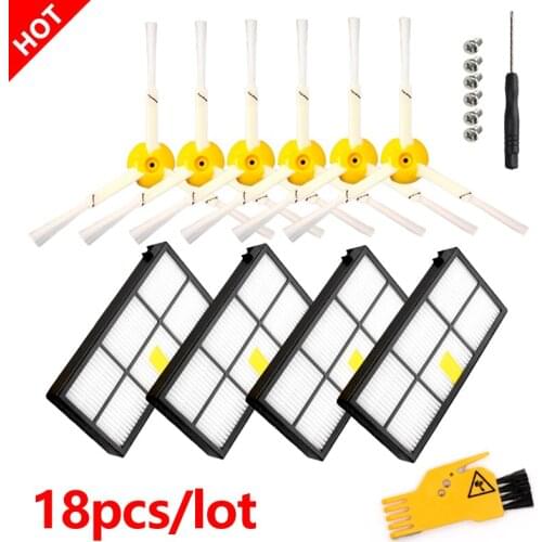 HEPA Filter Side Brush for iRobot Roomba 980 990 900 896 886 870 865 866 800 Vacuum Cleaner Spare Accessories Family package