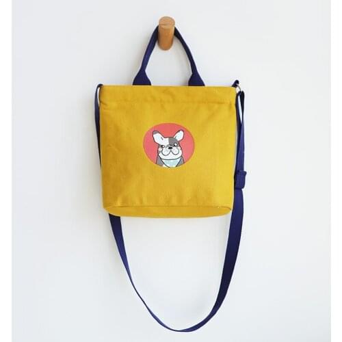Canvas Shoulder Bag Zipper Fashion Women Bags Female Simple Handbag Cartoon Printing Tote