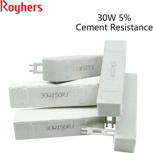 30W High Power Ceramic Cement Resistor 1R 2R 3R 4/5/6/8/10/12/20/25/100 Ohm/200 Ohm 1K 2Ke 1Pcs