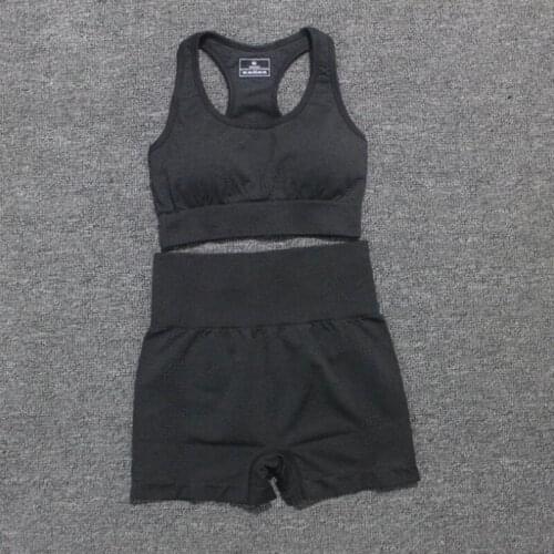 Summer Women Seamless yoga set Fitness Sports Suits GYM Clothing Padded Push Up Sports Yoga bra High Waist shorts Workout Pants