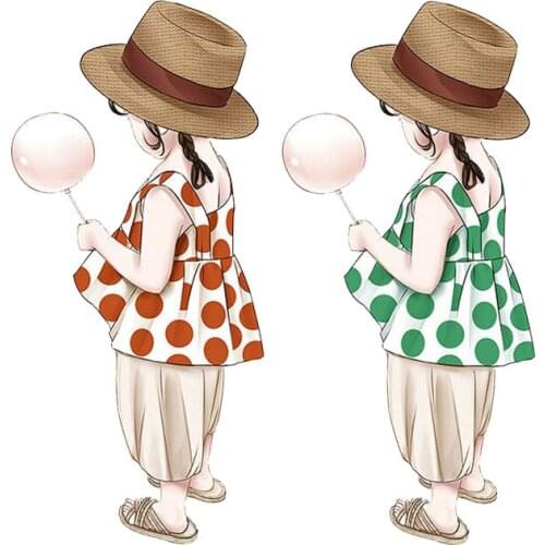 Korean ChildrenS Clothing Sling Baby Girl Clothing Set Summer Cool ChildrenS Suit Cotton Sleeveless Camisole Orange Green