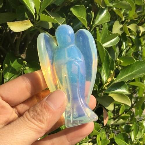 Beautiful Opal Crystal Hand Carved Angel Figurine Ornaments