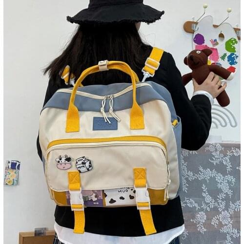 Kawaii Womens Backpack Harajuku School Bags For Girls Waterproof Schoolbags Large-capacity Korea Messenger Bags