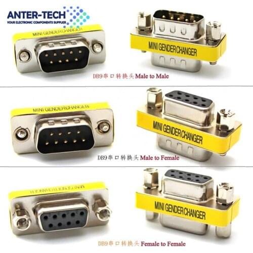 DB9 9Pin Male to Male/Female to Female/Male to Female Mini Gender Changer Adapter RS232 Serial plug Com Connector