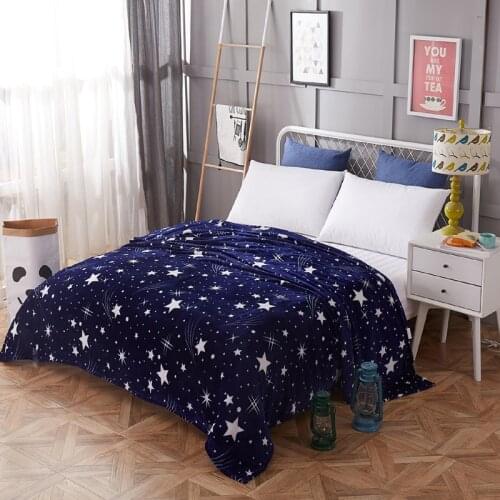 Bright stars bedspread blanket 200x230cm High Density Super Soft Flannel Blanket to on for the sofa/Bed/Car Portable Plaids