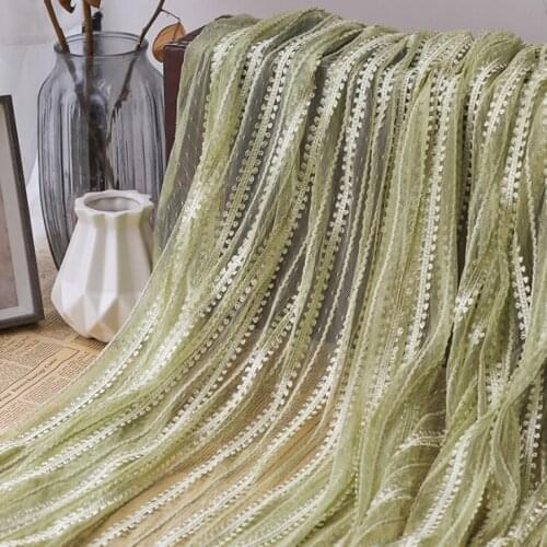 New lace mesh fabric striped lace embroidered fabric DIY womens shirt wedding dress hook embroidered fabric tulle fabric