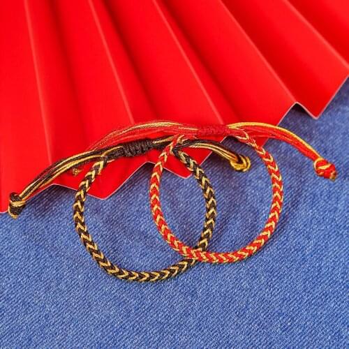 New Gold Thread Hand-woven Multi-strand Simple Red Rope Bracelet Natal Men and Women Couple Bracelet National Tide Hand Rope