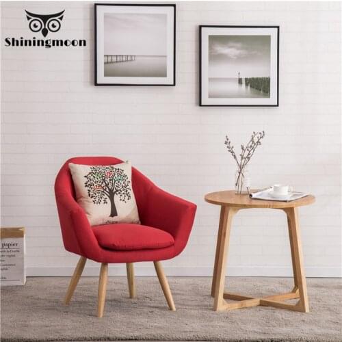 Modern Single Wood Dining Chair Nordic Upholstered Chair Fabric Cafe Office Restaurant Furniture Minimalist Sofa Chair