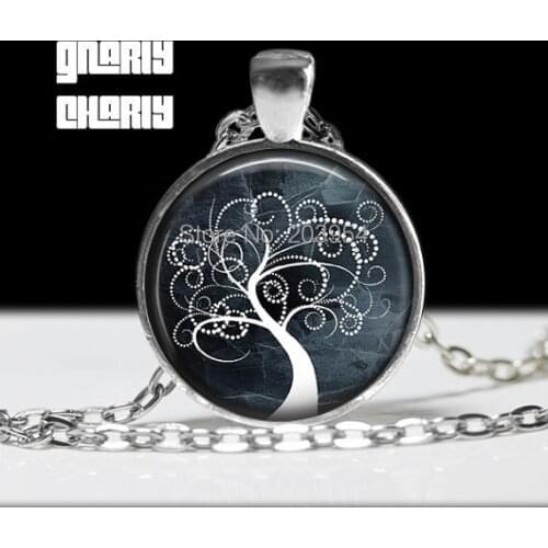 Steampunk handmade necklace movie grey TREE OF LIFE 1pcs/lot bronze or steel Glass Pendant jewelry gift men chain women vintage