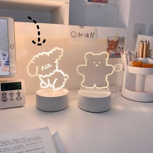 MINKYS Kawaii Lovely Bear Bedside Lamp Reading Aids Curly Dog Night Light Adjustable Lamp Girls Kids Birthday Gift Stationery