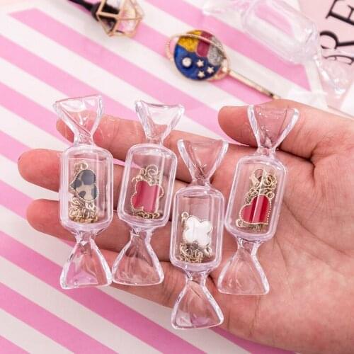 Transparent Candy Jewelry Box Girl Heart Earrings Stud Collection Box Mini Portable Jewelry Box Pill Storage Organizer