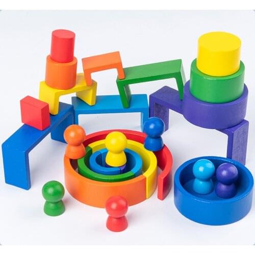 Rainbow Building Block Puzzle Colorful Rainbow Building Block Toy Decoration Boy Girl Birthday Halloween Christmas Gift