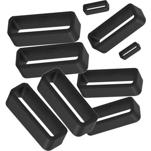 New 10Pcs Black Watchband 12 14 16 18 20 22 24 26 28 30mm Silicone Band Rubber Watch Strap Loops Ring Accessories Holder Locker