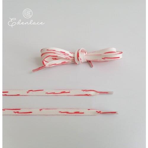Red Stripe With White SHOELACE For Sneakers Flat Polyster Printing Graffiti Shoelaces Doodling Shoelace Cotton Bootlace