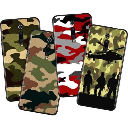 Camouflage Pattern Silicone Cover For Xiaomi Redmi K40 Gaming K30i K30T K30S K30 Ultra K20 10X Pro Black Phone Case