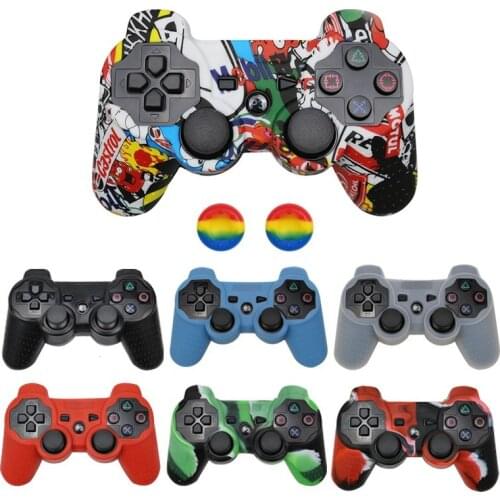 Silicone Protective Skin Case Cover for PS3 Controller Gel Skin Grip Case with 2pcs Joystick Caps