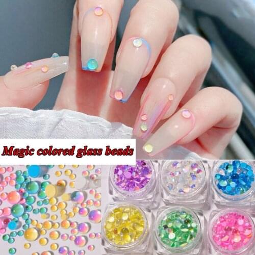 DIY Nail Crystal Beads 3D AB Nail Rhinestones New Flatback Stones Mermaid Manicure Candy Colors Mixed Size Nail Glitter Decor