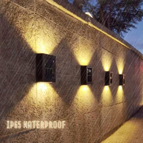 2pc/lot Solar Up Down Wall Light Outdoor Garden Lawn Balcony Household Pathroad Stair Waterproof Decorative Solar LED Deck Lamp