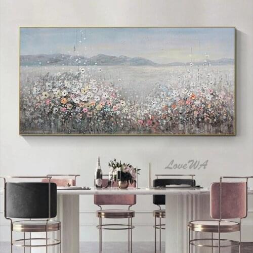 Outdoor Landscape Palette Knife Flower Oil Painting Canvas Picture Art Pure Hand Painted Unframed Wall Showpieces Paintings