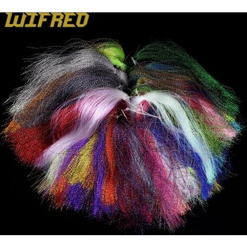 Wifreo 10 Packs Krystal Flashabou Tinsels Black Chartreuse Pearl Pink Color Sabiki Treble Hook Lure Flash Fly Tying Material