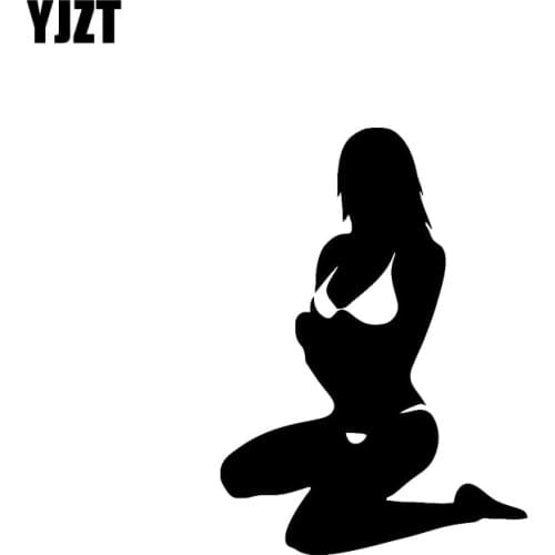 YJZT 9*12.5CM Sexy Tempting Swimsuit Girl Good Quality Black/Silver Vinyl Decal Fantastic Style Car Sticker C20-0461