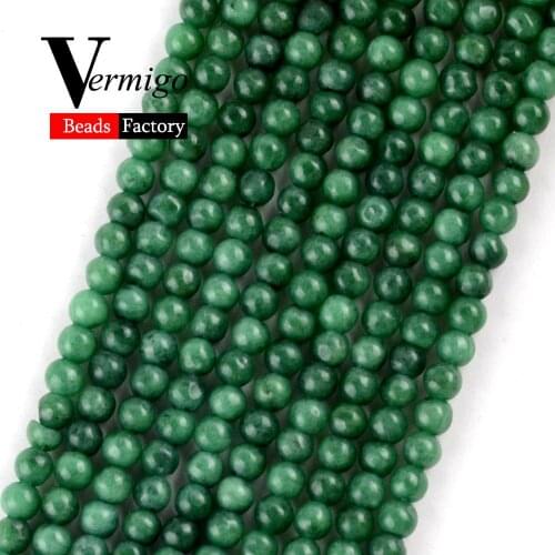 Green Jades Round Stone Beads For Needlework Jewelry Making 3mm Spacer Loose Beads DIY Necklace Bracelet Accessories 15"