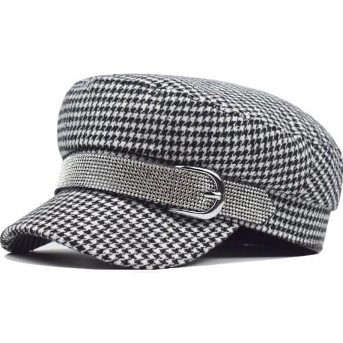 Women Retro Art Octagonal Hat Autumn Winter Casual Plaid Artist British Style Berets Hats