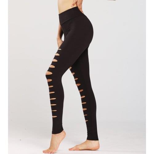 Women Leggings Holes Ripped Leggings Punk Rock Fashion Black Leggins Casual Jeggings Dancing Yoga Pant