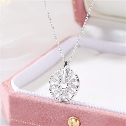 FEC23 925 Sterling Silver Necklace Snow Flower Pendant Necklace for Women Sterling Silver Jewelry