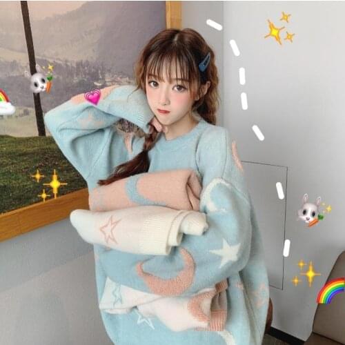 Winter Pullovers Womens Sweaters Japanese Vintage Kawaii Loose Casual Long Sleeve Sweater Female Korean Harajuku Clothing
