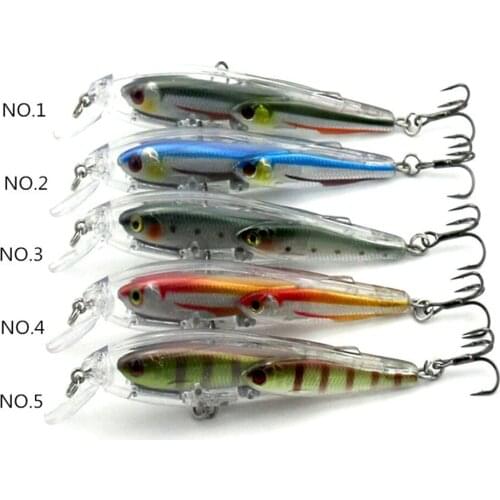 5 pcs 11g Group fishes Crank bait fishing lure Crank lures Hooks Bass plastic hard bait Artificial minnow lure