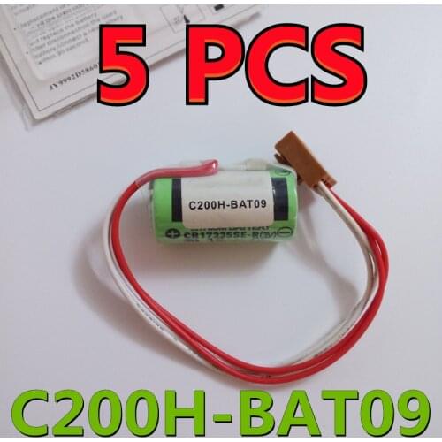 5PCS Battery For OMRON C200H-BAT09 3V PLC Lithium Batteries With Plugs CR17335SE-R