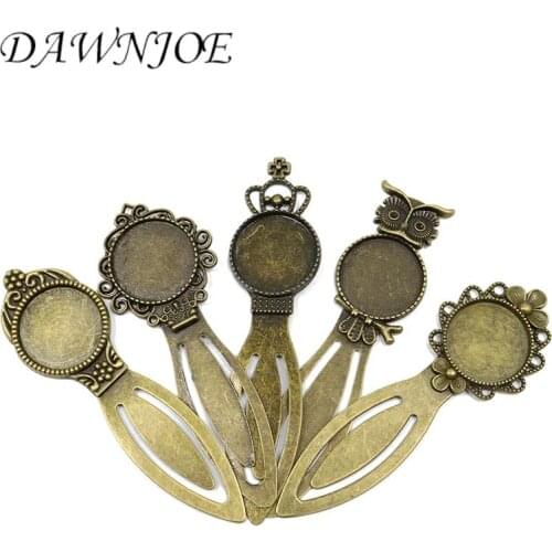 5 Style Mix 20mm Vintage Manual Bookmark Cabochon Tray Base Blank Setting DIY Making Bookmark Jewelry Components
