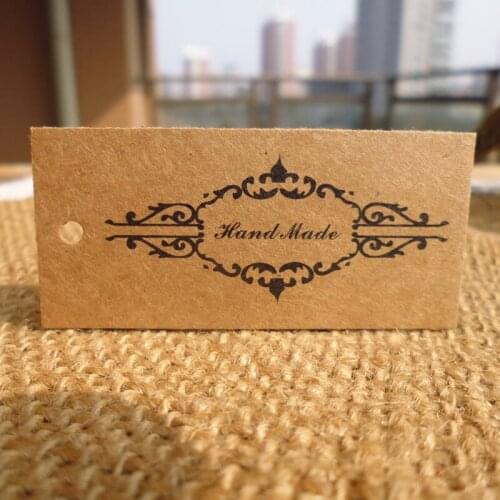 50pcs Kraft Gift Tag Vintage Handmade DIY Party Wedding Message Gift Tag Hang Tag Craft Cards Label Hemp String Included