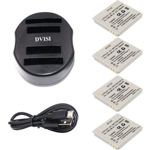 DVISI 4pcs NB-4L NB 4L Camera Rechargeable Battery with USB Dual Charger for Canon Digital 100 110 30 IS IXY Digital 10 SD300