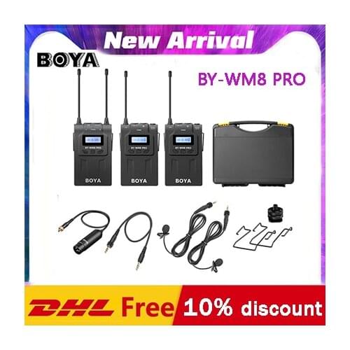 BOYA BY-WM8 Pro K1 K2 BY-WM4 pro UHF Dual Wireless Microphone Interview Mic for iPhone for pc DSLR Video Camera
