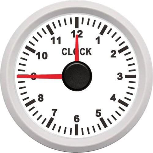 Red Pointer Type Clock Gauge 52mm Car Boat Clock Meters with 0~12 Hours Hourmeters & Red Backlight