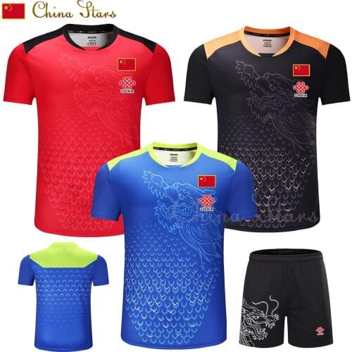 New Season CHINA Dragon table tennis Jersey Shorts Men Women Kid,ping pong sets,table tennis clothes Kit table tennis shirt 3890