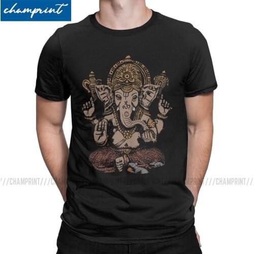 Ganesha 3D T Shirt Mens Cotton Awesome T-Shirts Round Collar Shiva Hindu God India Lingam Tees Short Sleeve Clothing Summer